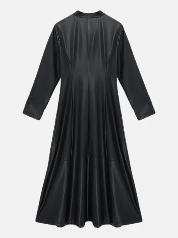 Women Mirabel Ankle Leather Black Coat Back