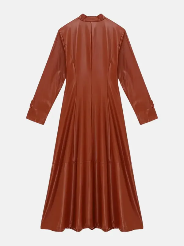 Women Mirabel Ankle Leather Brown Coat Back
