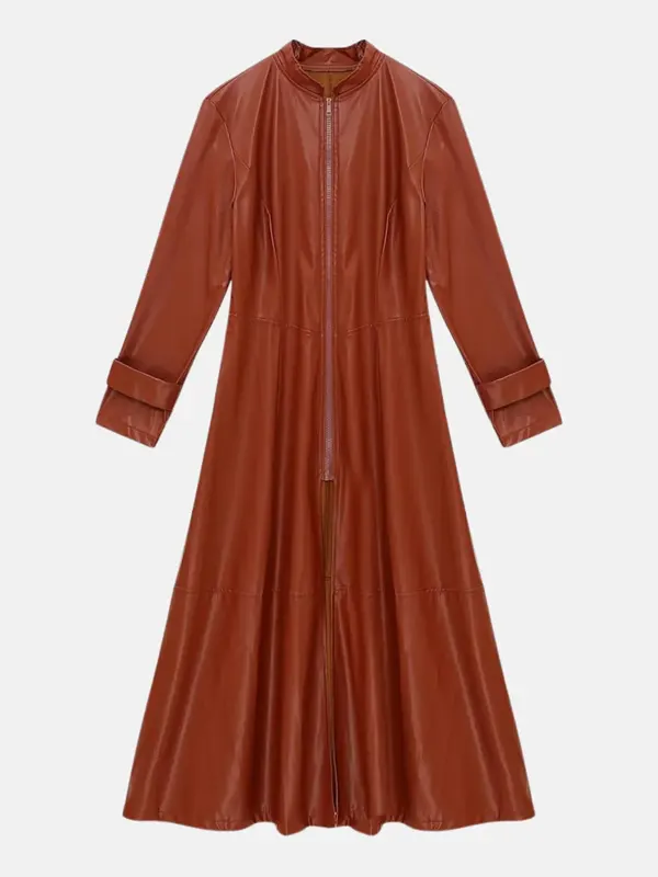 Women Mirabel Ankle Leather Brown Coat