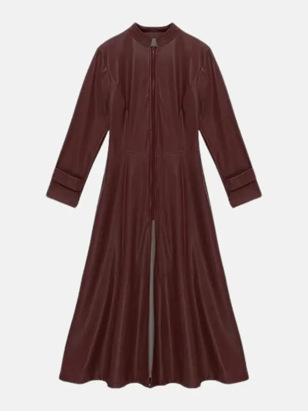 Women Mirabel Ankle Leather Burgundy Coat