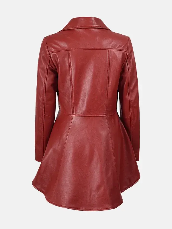Women Peplum Biker Jacket Back