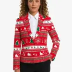 Women Red Christmas Wonderland Blazer