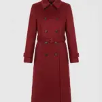 Womens Red Double Breasted Overcoat