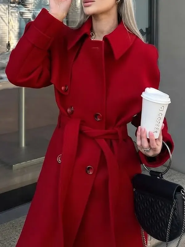 Women Double Breasted Overcoat