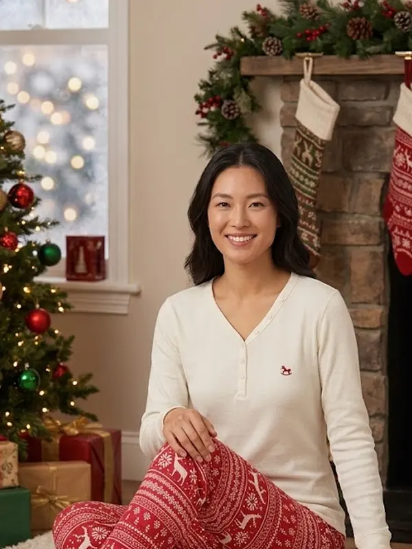 Women Red Reindeer Christmas Pyjama Set