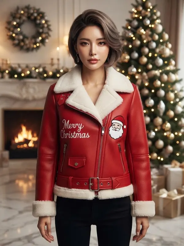 Santa Christmas Biker Red Jacket