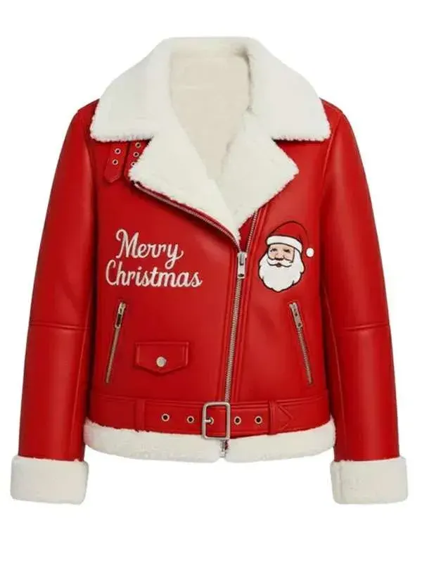 Women Santa Christmas Biker Red Jacket