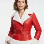 Women Santa Claus Leather Jacket