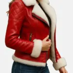 Women Shearling Christmas Leather Jacket
