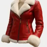 Women Shearling Christmas Red Jacket