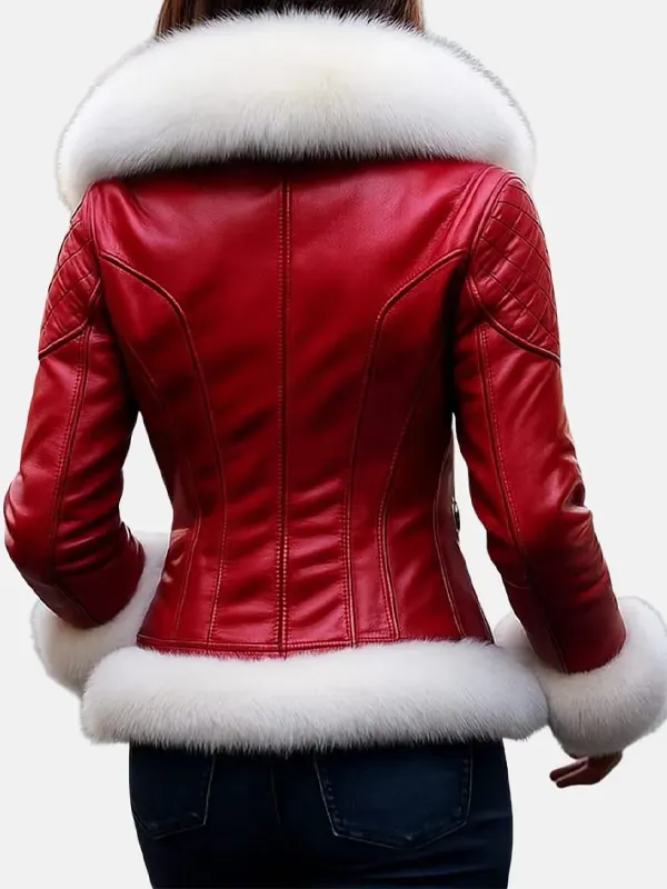 Women Shearling Christmas Red Jacket