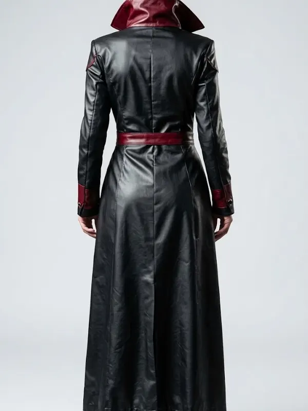 Women Vampire Red Corset Leather Coat Back