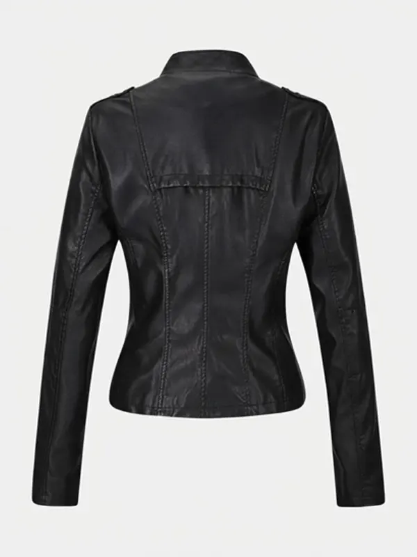 Women Vanessa Leather Moto Jacket Back