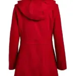 Women Wool Hood Pea Coat Back