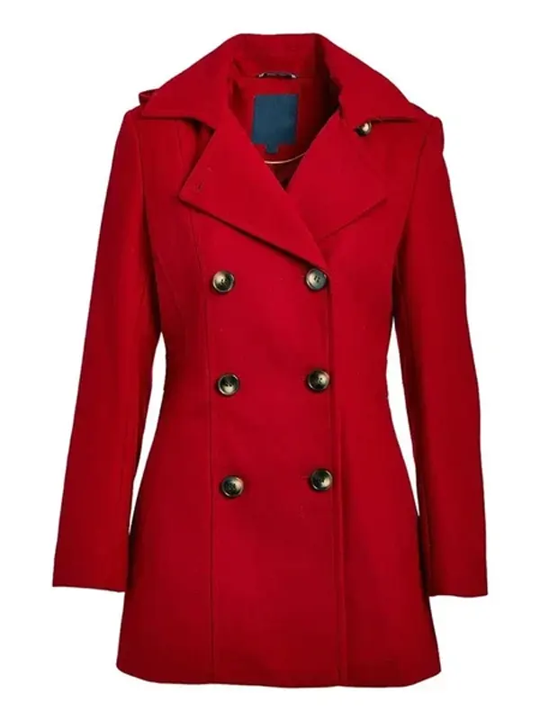 Women Wool Hood Pea Coat