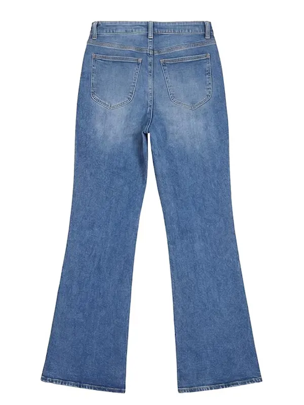 Womens Christmas Print Wide Leg Jeans Back