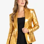 Womens Groovy Shiny Gold Blazer