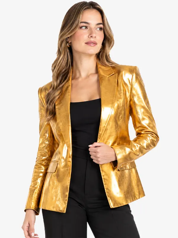 Womens Groovy Shiny Gold Blazer