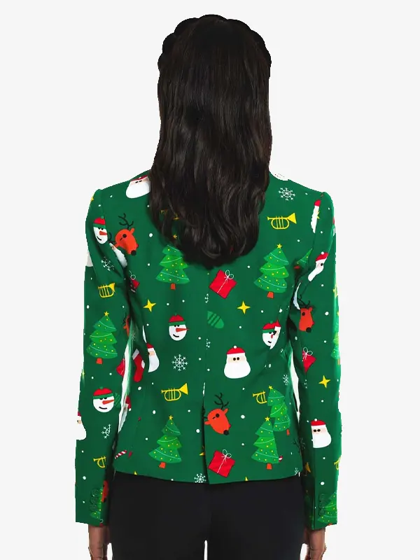 Womens Green Festivity Blazer Back