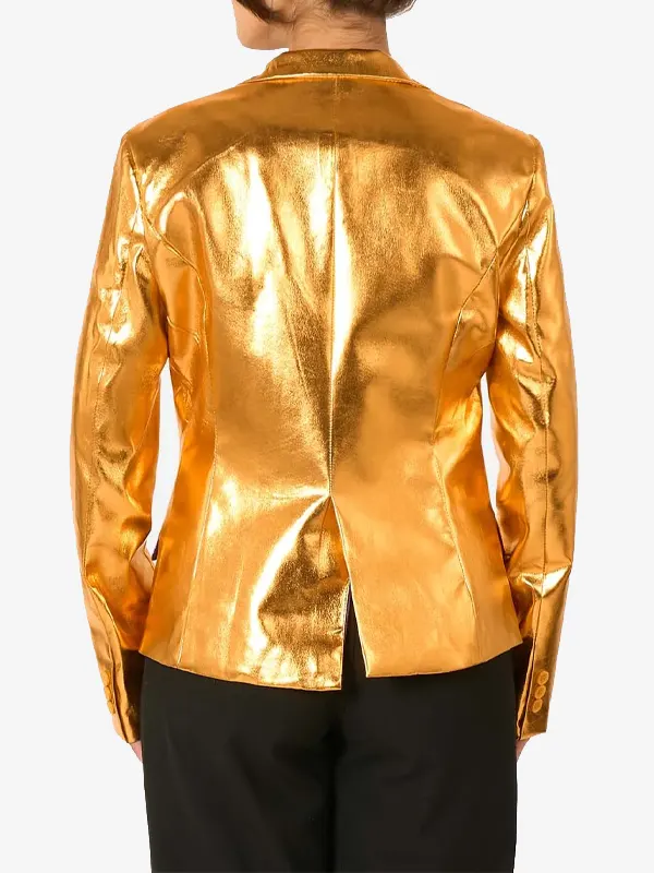 Womens Gold Blazer Back