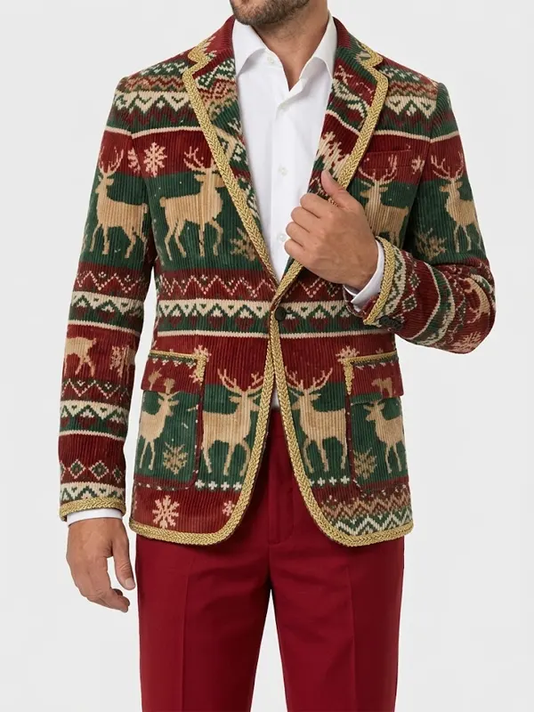 Xmas Christmas Corduroy Ugly Blazer
