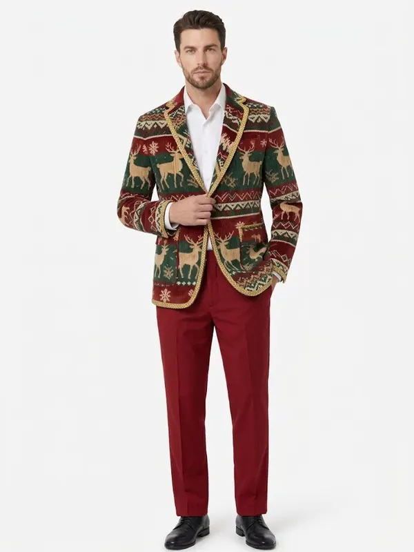 Xmas Christmas Corduroy Ugly Blazer