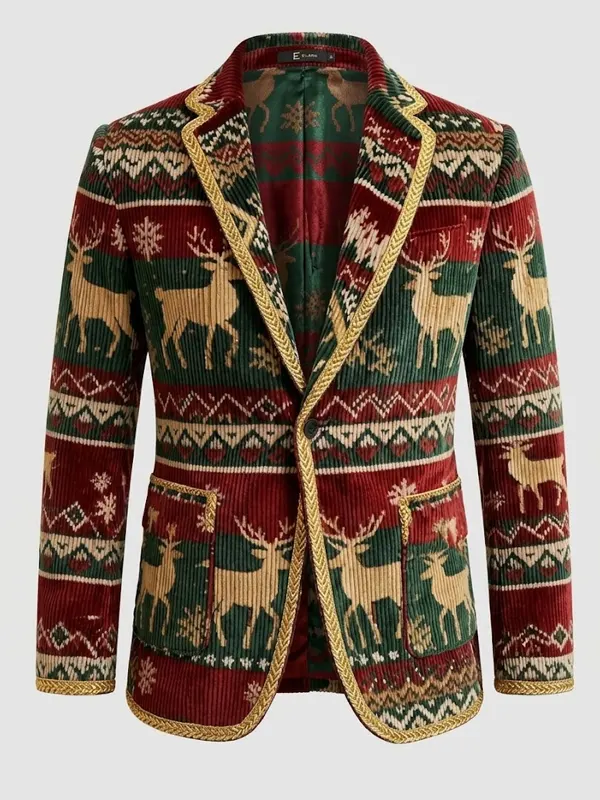 men Xmas Christmas Corduroy Ugly Blazer