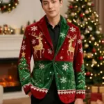 Men Ugly Christmas deer blazer