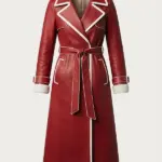 Women Winter Leather Trench Coat